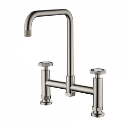 Henry Holt Bridge Mixer Kitchen Tap - Brushed Steel